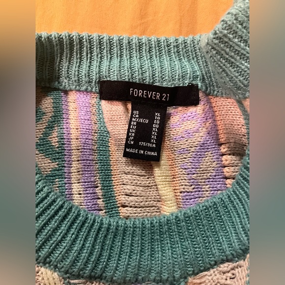 Forever 21 Knitted Pastel Crop Retro Sweater - Picture 2 of 3
